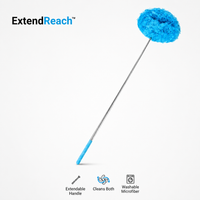 ExtendReach ceiling fan duster with extendable telescopic handle and washable microfibre head