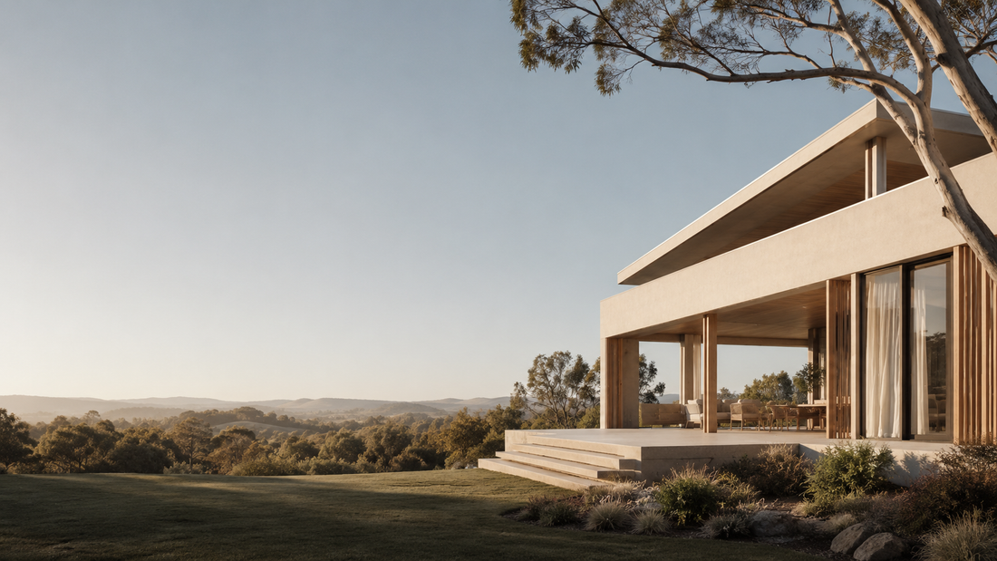 A modern Australian home at golden hour